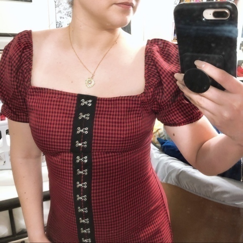 Red plaid mini dress - Picture 5 of 5